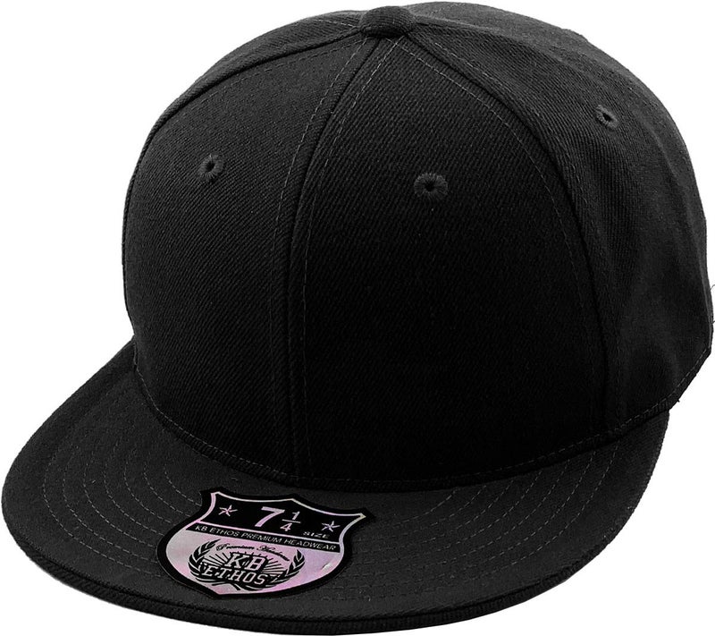 KBETHOS KNW-2364 BLK (7 1/2) The Real Original Fitted Flat-Bill Hats True-Fit, 9 Sizes & 20 Colors - Image 1